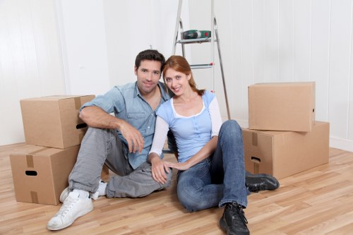 Moving day preparation for flat removals in Tulsehill with organised boxes