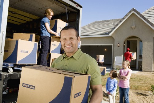 Organised moving boxes and household items for a small removal